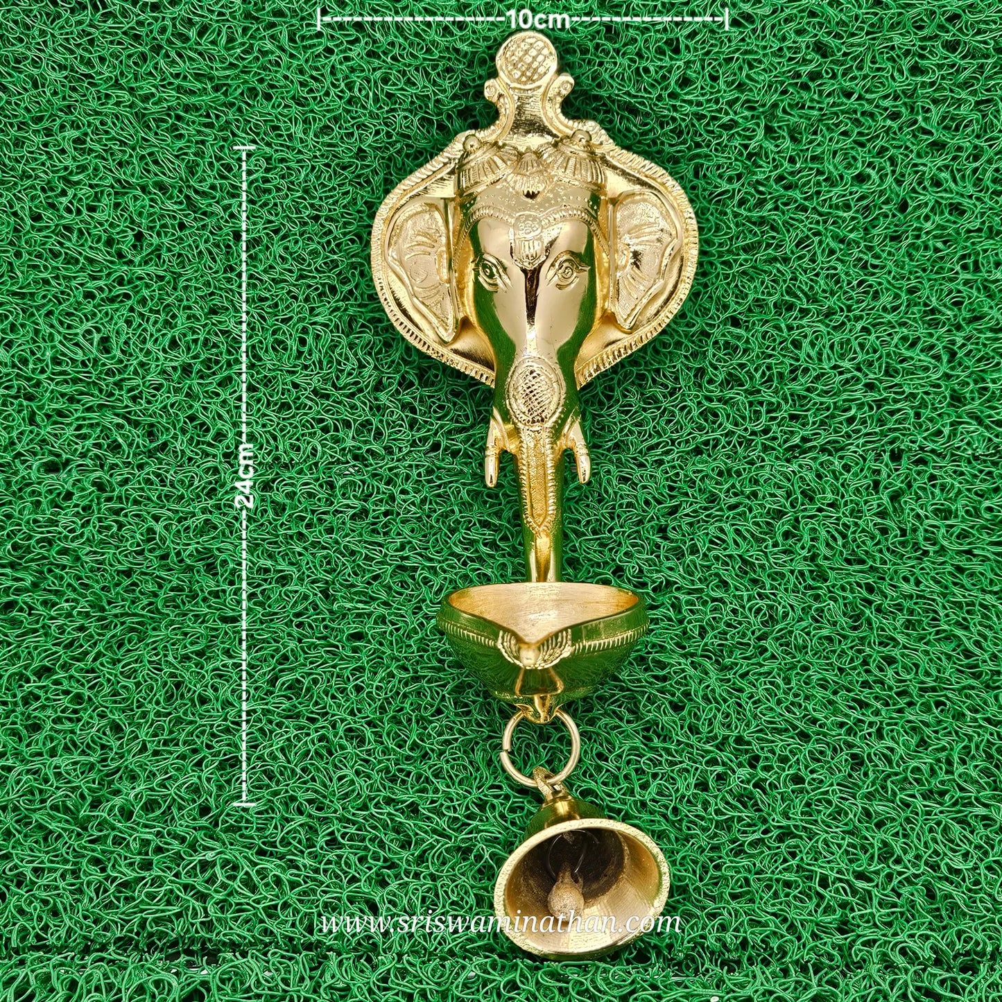 Brass Ganesha Wall Hanging Diya with Bell