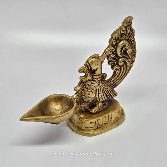 Brass Peacock Lamp - Annapakshi Deepam / Hamsa Bird Diya 550gm