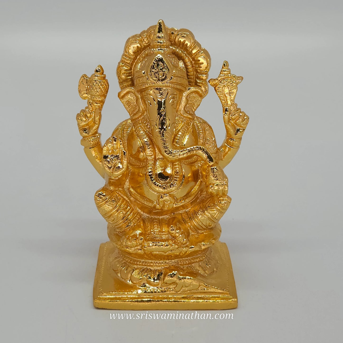 Brass Lord Ganesha Idol – Golden Finish | 5 inches