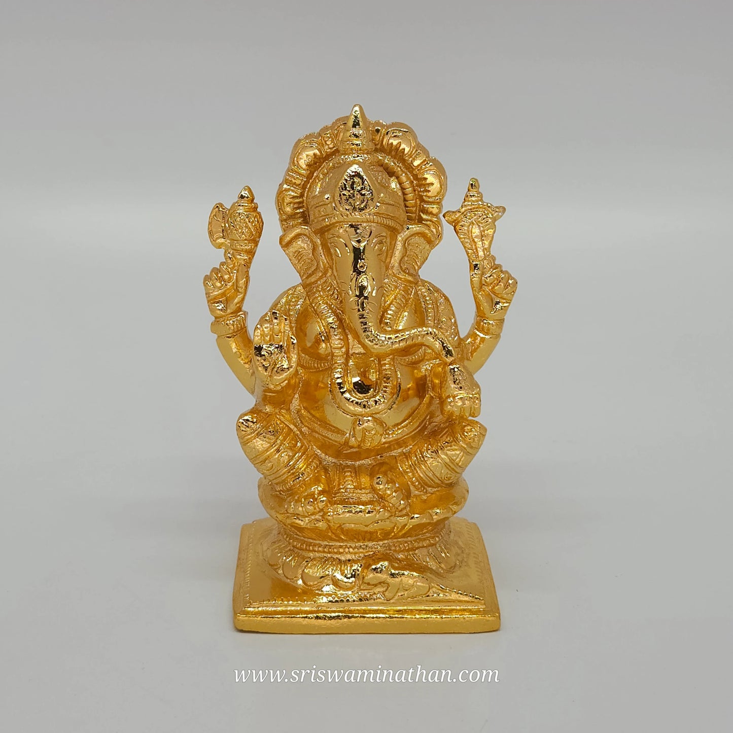 Brass Lord Ganesha Idol – Golden Finish | 5 inches