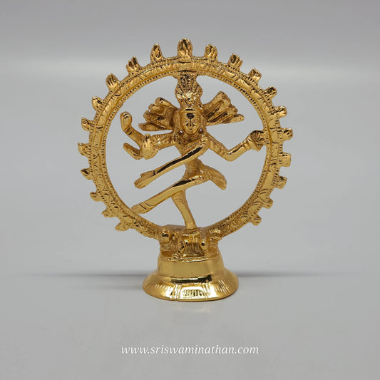 4 Inch Brass Natarajar Idol - Lord Shiva Cosmic Dance Statue