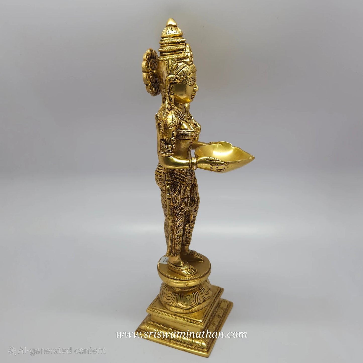18 inch Brass Paavai Vilakku _ Traditional Deepalakshmi Temple Style Pooja Room Lamp