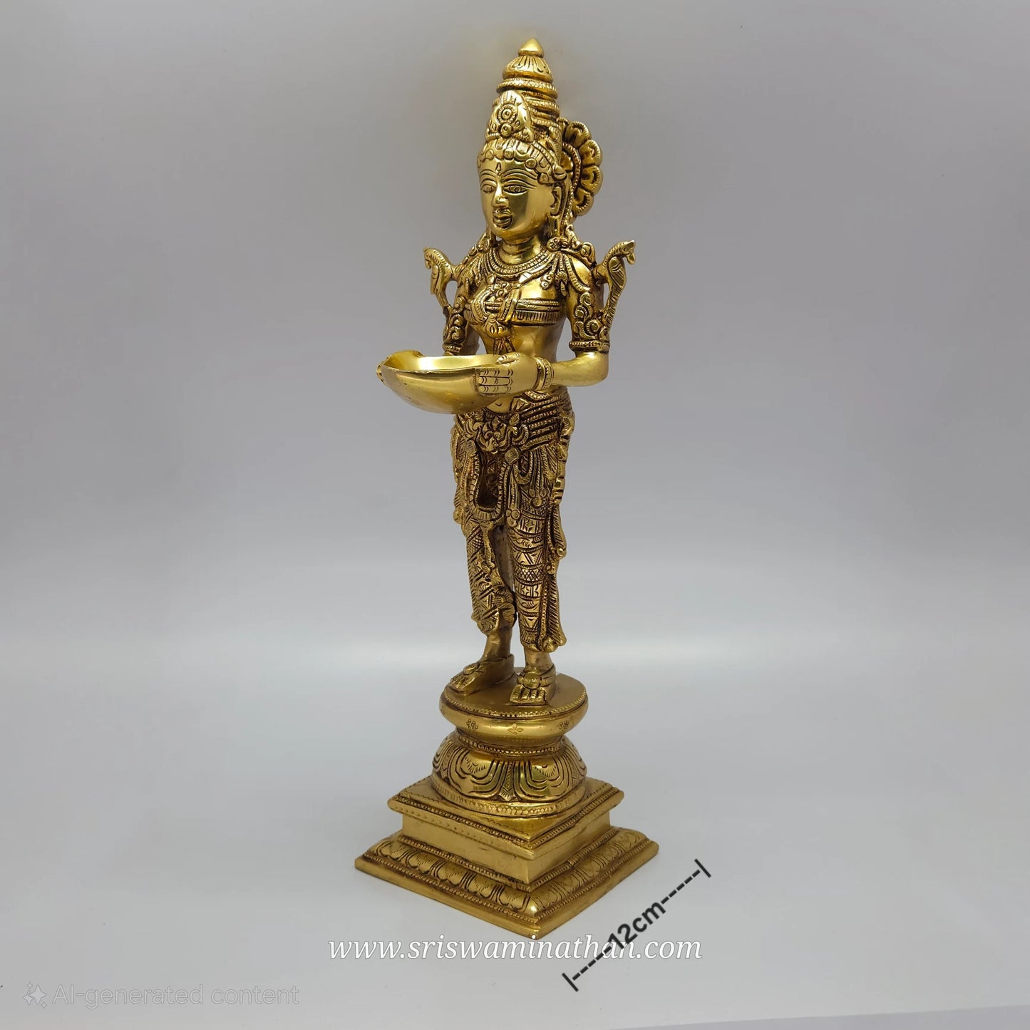 18 inch Brass Paavai Vilakku _ Traditional Deepalakshmi Temple Style Pooja Room Lamp