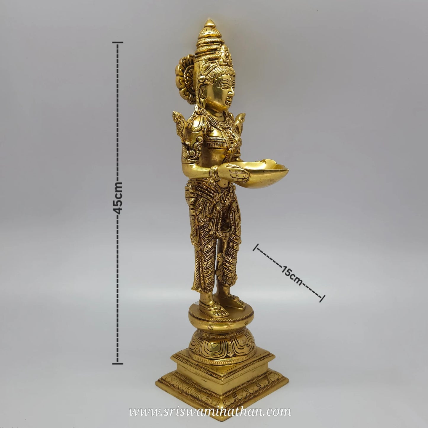 18 inch Brass Paavai Vilakku _ Traditional Deepalakshmi Temple Style Pooja Room Lamp