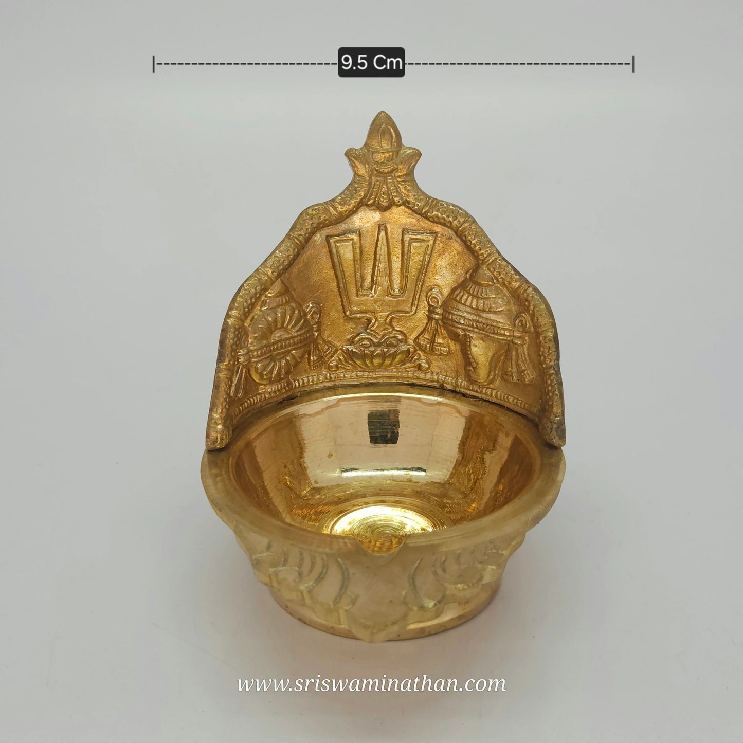 Vishnu Namam Brass Pooja Lamp with Shanku & Chakram