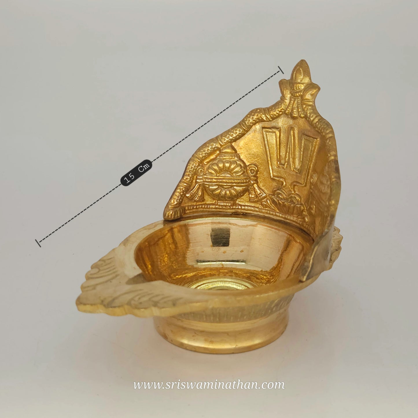 Vishnu Namam Brass Pooja Lamp with Shanku & Chakram