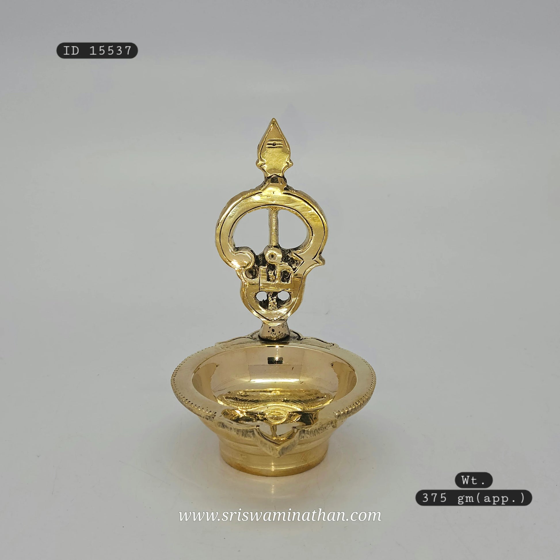 Muruga brass vilakku with Vel motif - Traditional Tamil Nadu lamp for Lord Murugan worship