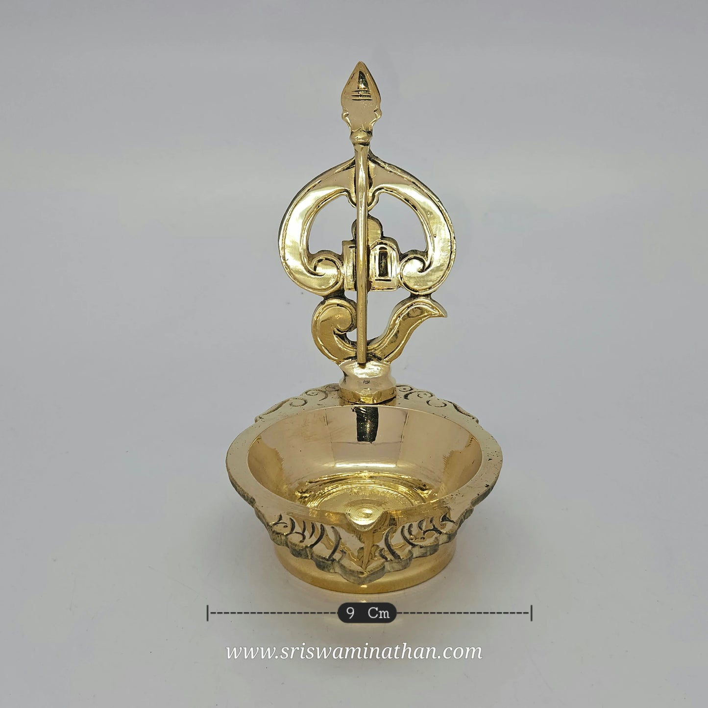 Arumugam Shanmukha brass vilakku with Vel spear - Perfect for Panguni Uthiram pooja rituals