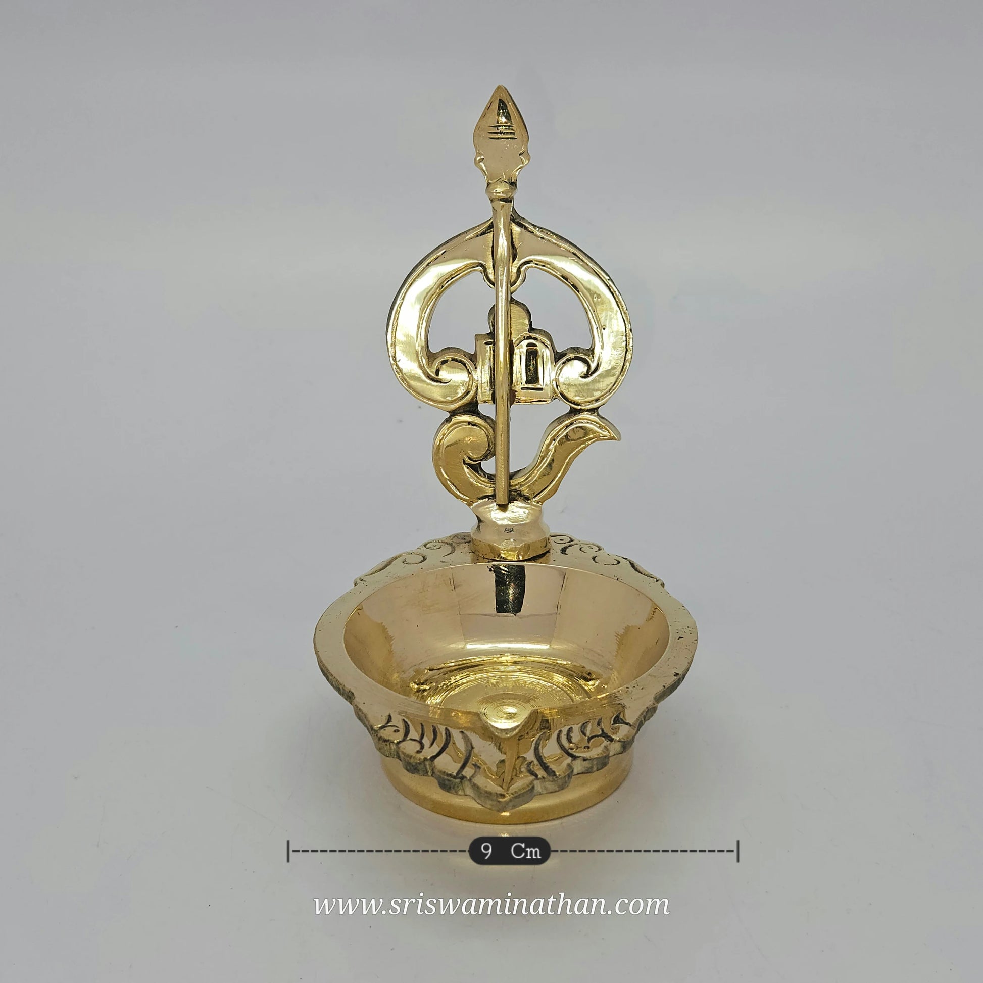 Arumugam Shanmukha brass vilakku with Vel spear - Perfect for Panguni Uthiram pooja rituals