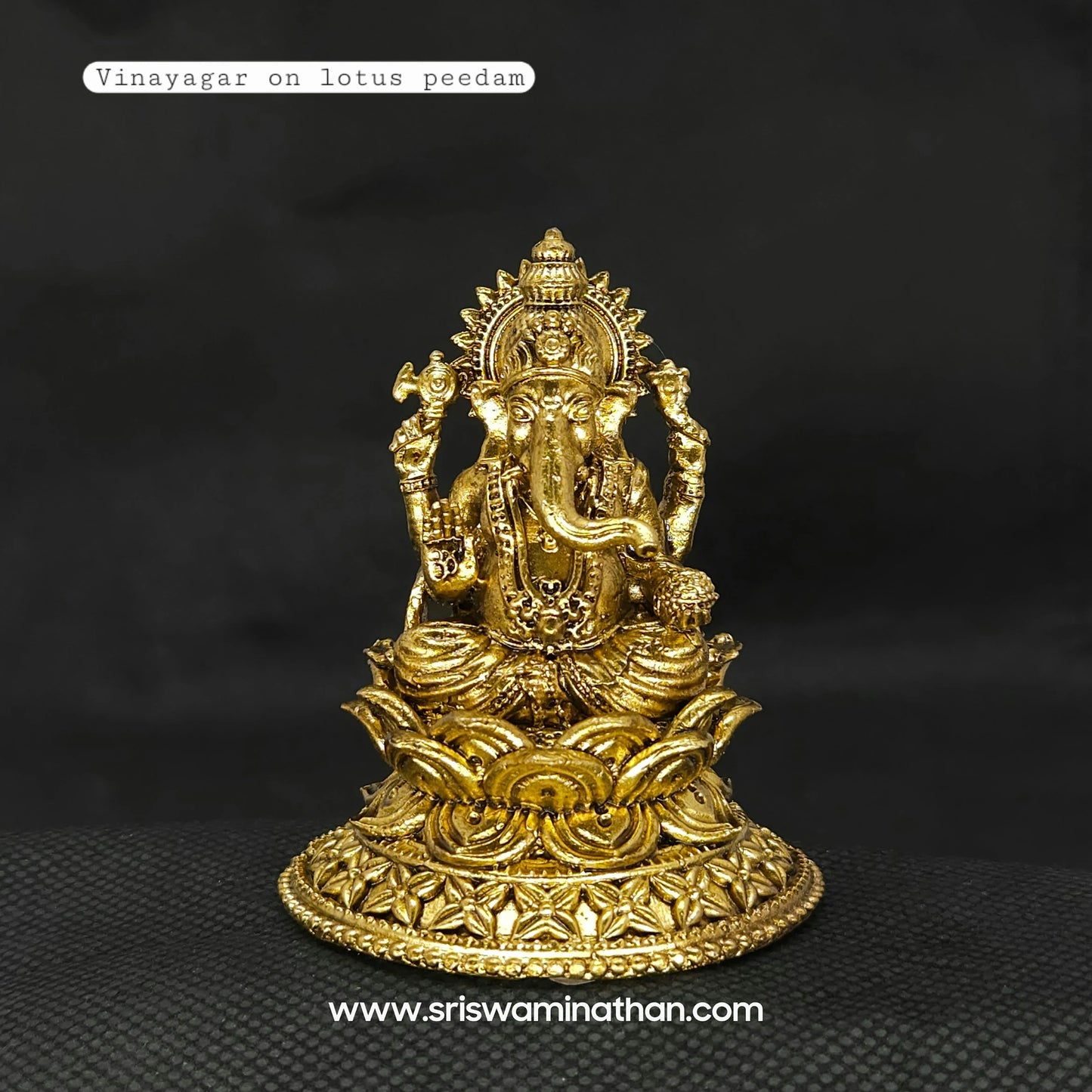 Ganesh Sitting on Elegant Round Lotus