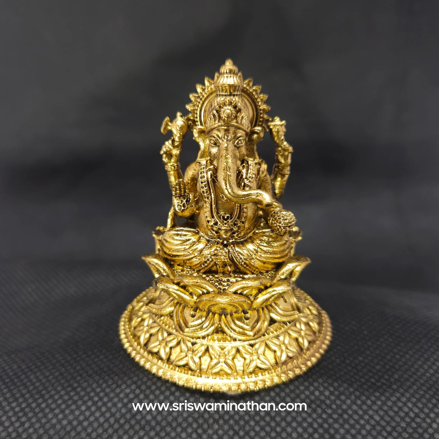 Ganesh Sitting on Elegant Round Lotus