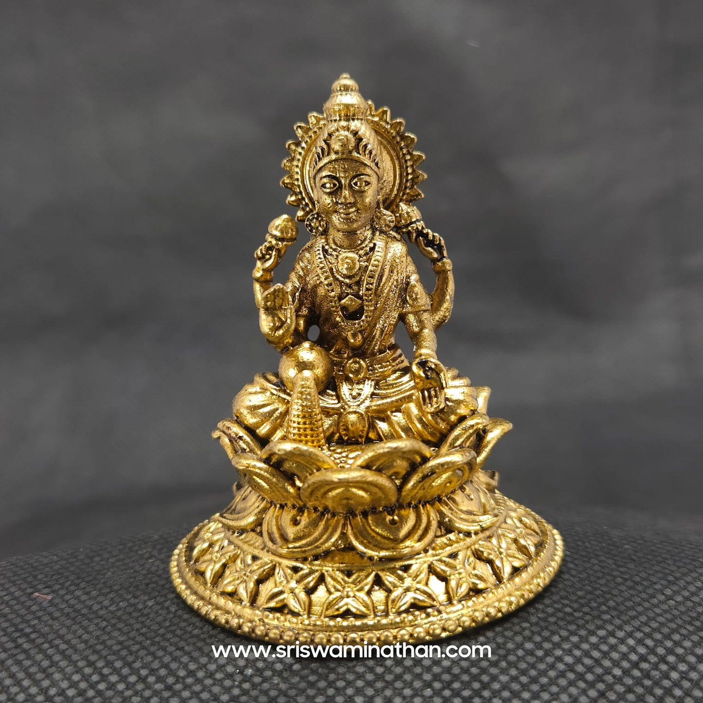 Lakshmi Sitting On Elegant Round Lotus
