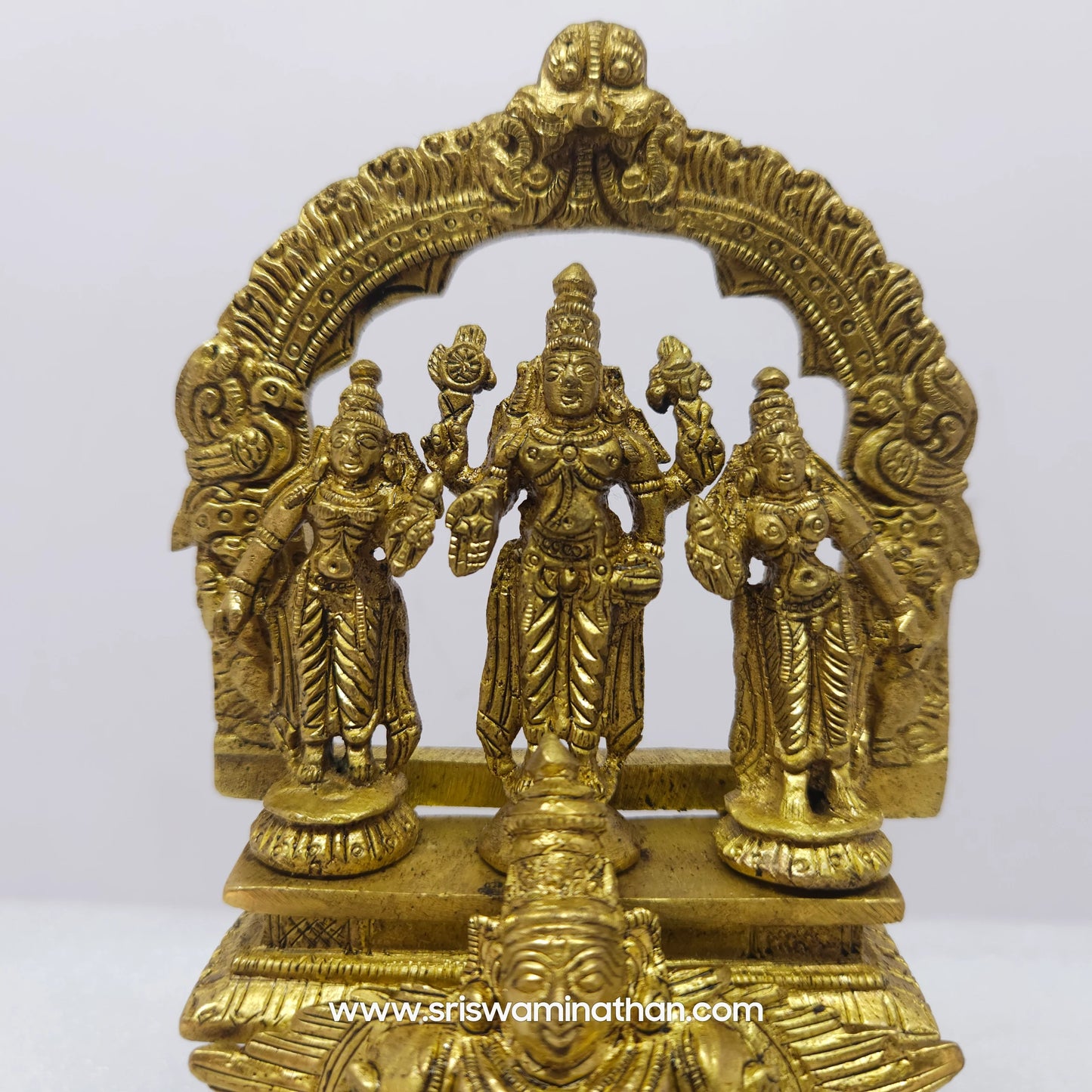 Vishnu on Garuda - supreme devotee brass statue 6 inch