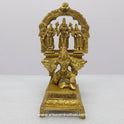 Lord Vishnu with Sridevi Boodevi on Garuda brass statue 6 inch - front view
