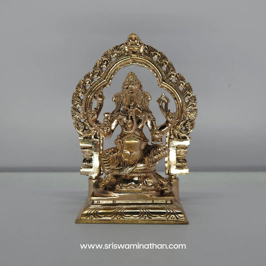 Thiruvatchi Vinayagar Panchaloha Statue 5 Inch - Ganesha on Throne