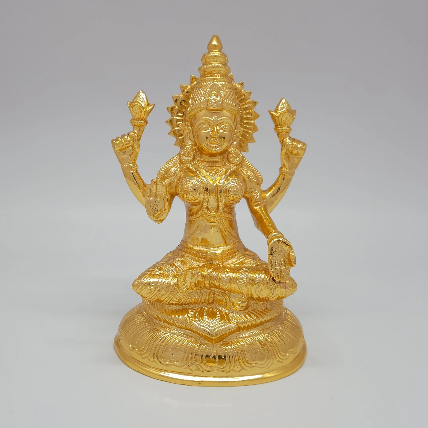 Lakshmi Brass Statue 7.5" - Goddess of Wealth & Prosperity