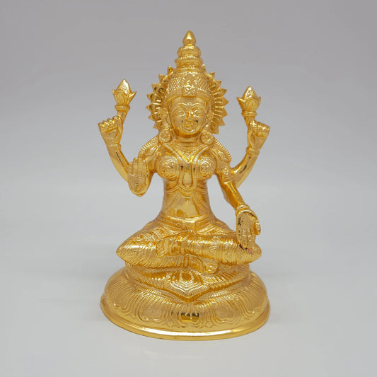 Lakshmi Brass Statue 7.5" - Goddess of Wealth & Prosperity