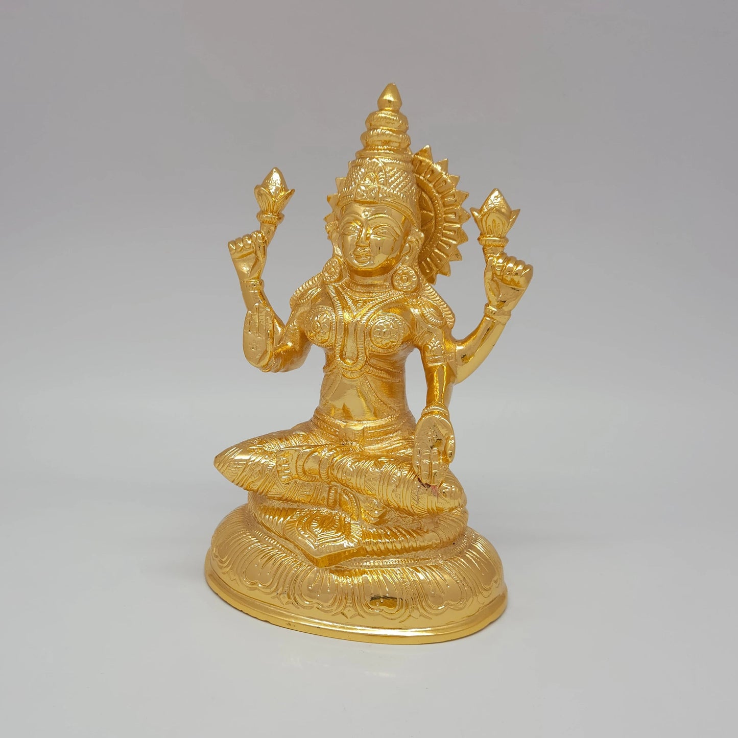 Lakshmi Brass Statue 7.5" - Goddess of Wealth & Prosperity