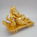 Premium Brass Reclining Vilasina Lord Ganesha Murti on Carved Royal Couch and Bolster Bed – Durable Gold Powder Coated Finish – 10.6" (27 cm Length) | Sri Swaminathan & Co
