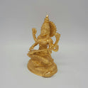 Authentic 7.5" Golden Saraswathi Devi Brass Idol - Traditional Knowledge Goddess