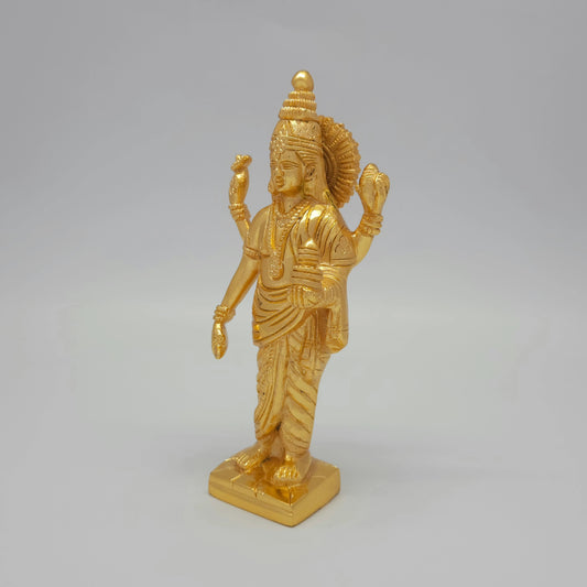 Premium Brass Standing Lord Dhanvantari Murti with Layered Amrita Kalash and Square Peedam Base – 7.5" (19 cm Height) | Sri Swaminathan & Co
