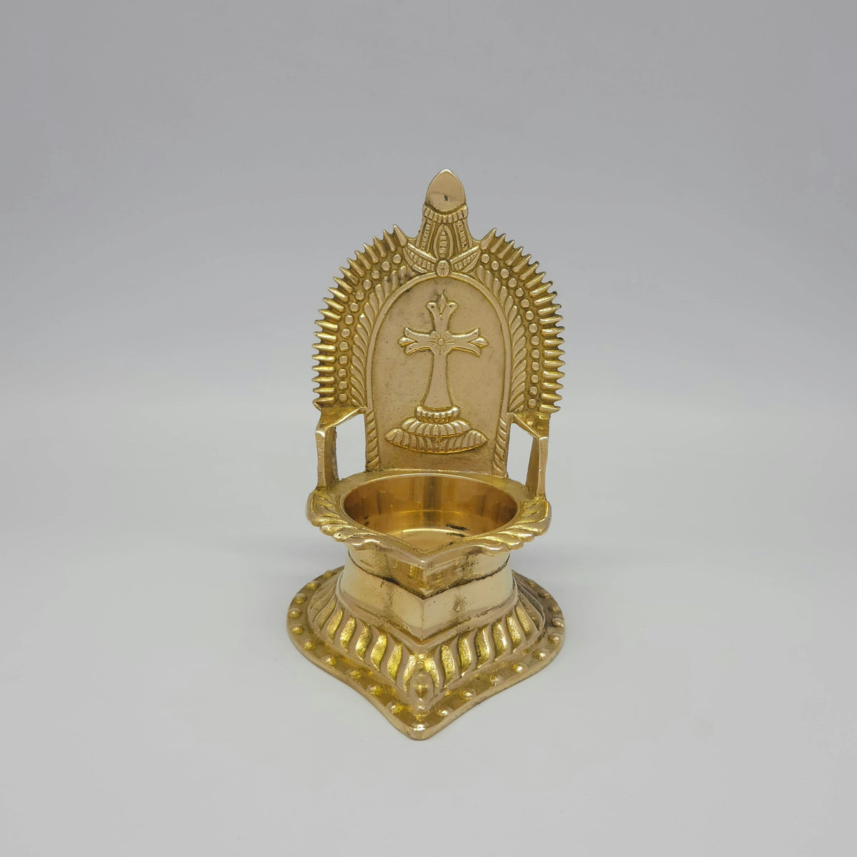 LIGHT OF FAITH BRASS CRUCIFIX OIL LAMP|Siluvai Gold brass vilakku No.2