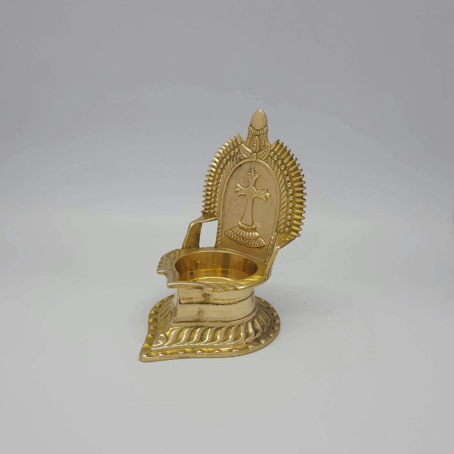 LIGHT OF FAITH BRASS CRUCIFIX OIL LAMP|Siluvai Gold brass vilakku No.2