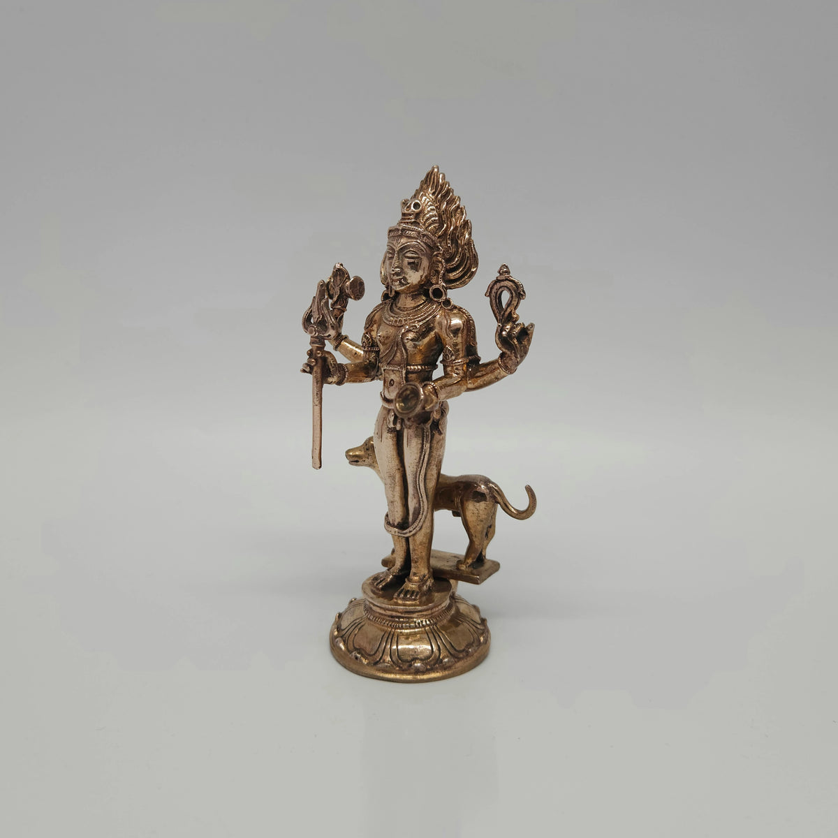 Kala Bhairava Panchaloha Statue 5 Inch | Fierce Shiva Protector with Dog Vahana for Sunday Puja & Protection