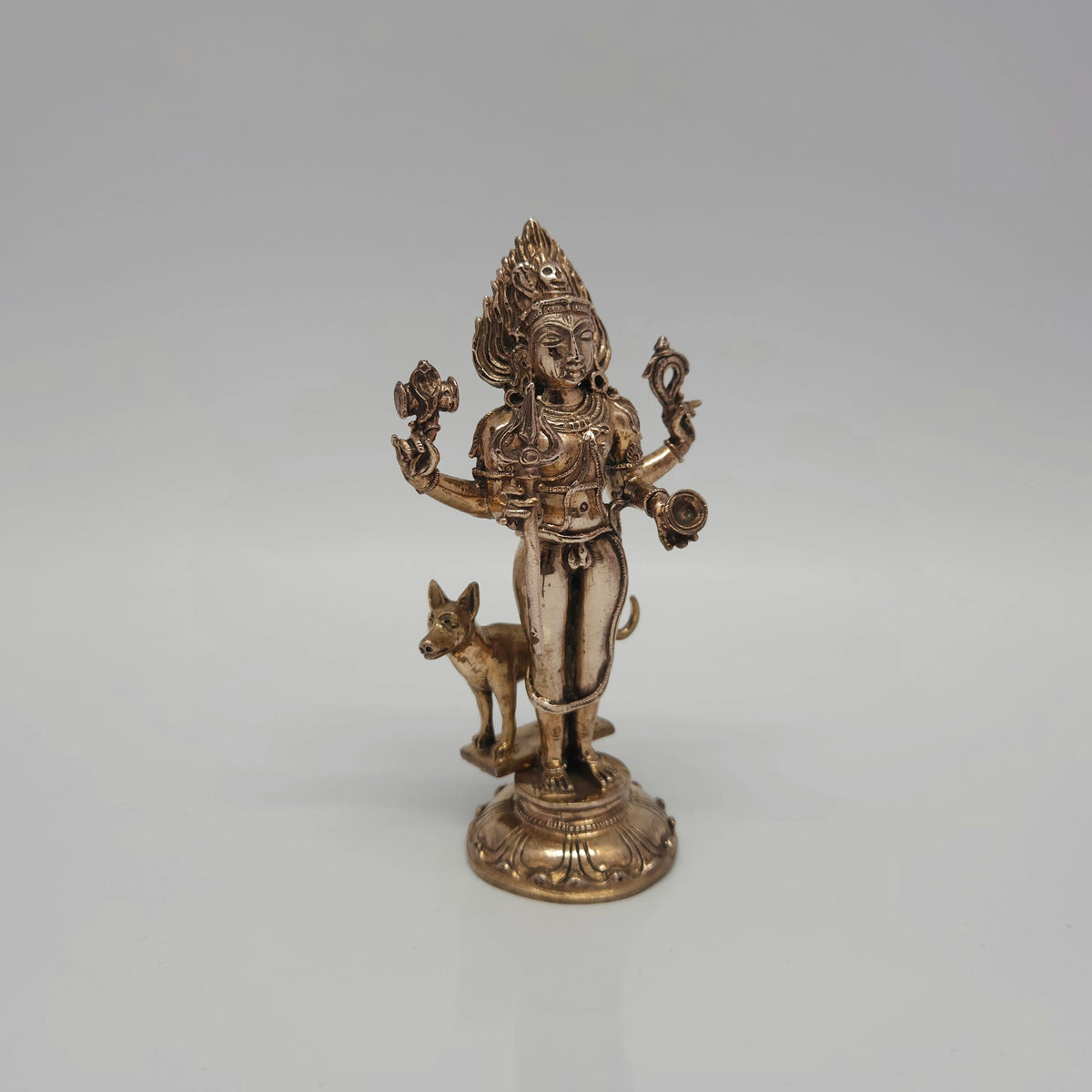 Kala Bhairava Panchaloha Statue 5 Inch | Fierce Shiva Protector with Dog Vahana for Sunday Puja & Protection