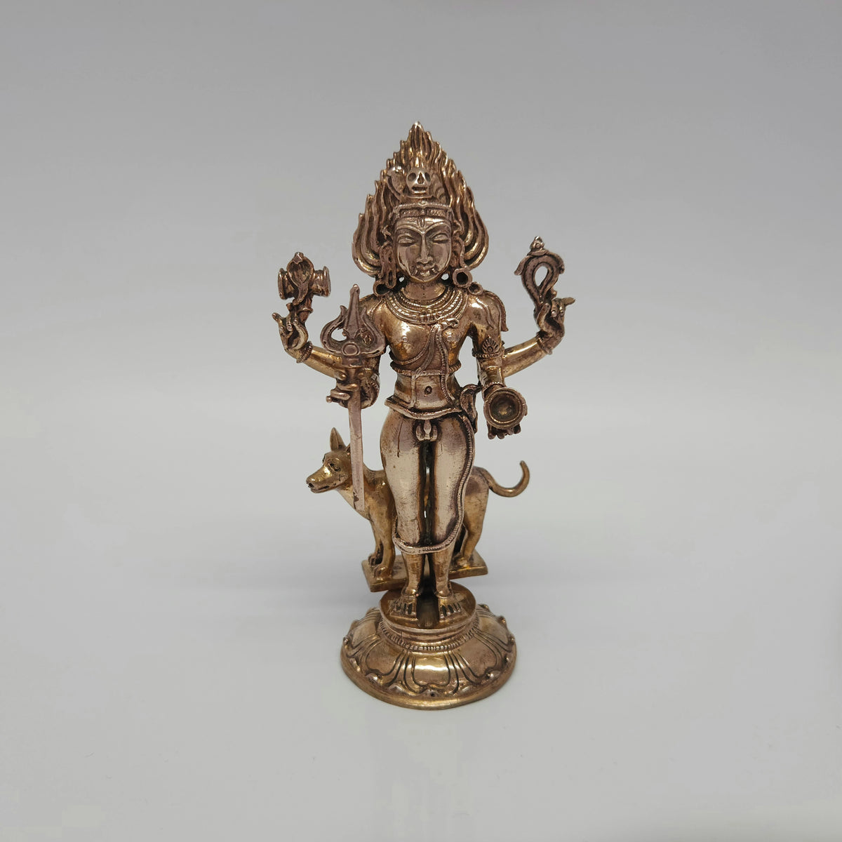 Kala Bhairava Panchaloha Statue 5 Inch | Fierce Shiva Protector with Dog Vahana for Sunday Puja & Protection