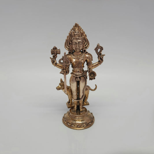 Sri Swaminathan & Co Handcrafted Panchaloha Kala Bhairava Protector Statue (5 Inch)