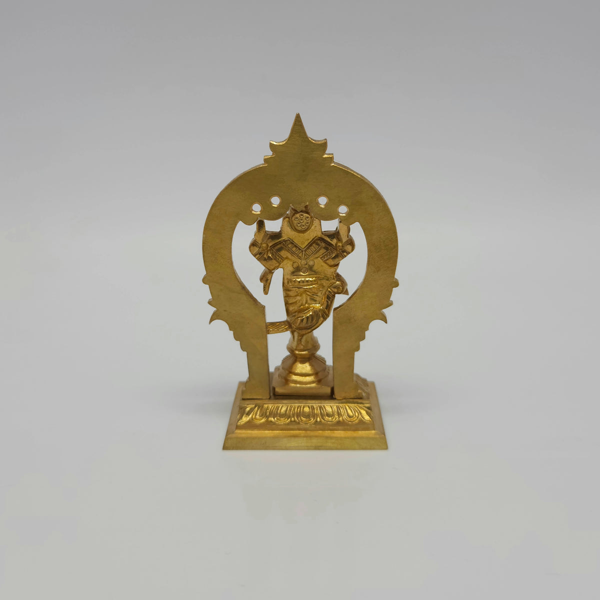 Kumbakonam Handcrafted Miniature Murugan Brass Statue with Prabhavali Arch 9.5cm / 3.7-Inch (Solid Puja-Ready Idol)