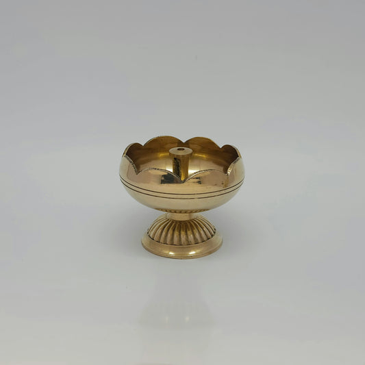 Sri Swaminathan & Co Brass Pedestal Lotus Removable Center-Wick Diya (3 Sizes)