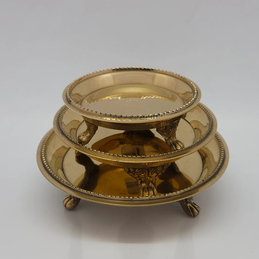 Brass Pooja Tray 3 Legs - Round Pin Tray 3" to 7" | 5 Sizes
