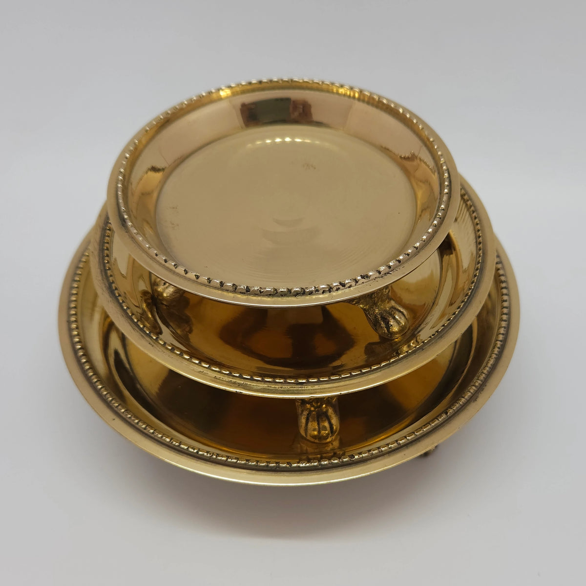 Brass Pooja Tray 3 Legs - Round Pin Tray 3" to 7" | 5 Sizes