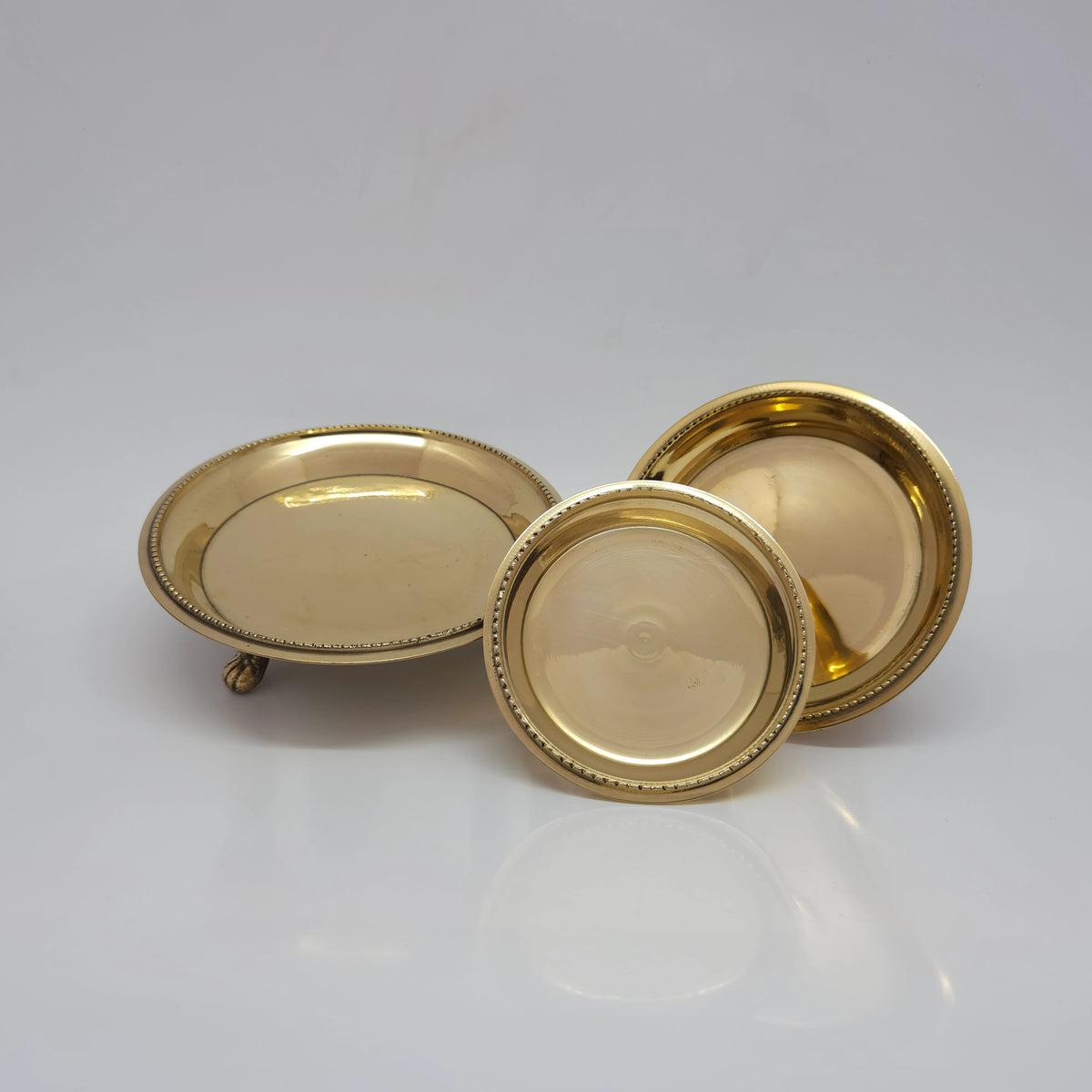Brass Pooja Tray 3 Legs - Round Pin Tray 3" to 7" | 5 Sizes