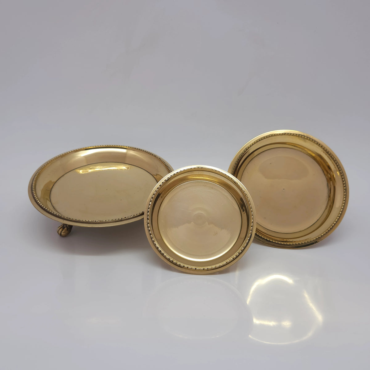 Brass Pooja Tray 3 Legs - Round Pin Tray 3" to 7" | 5 Sizes