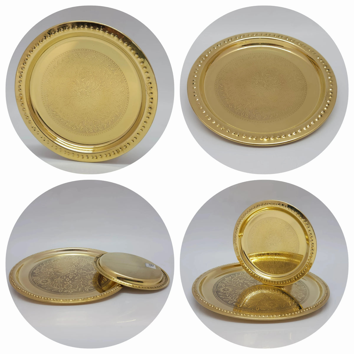 Flower engraved plate with pebbles design