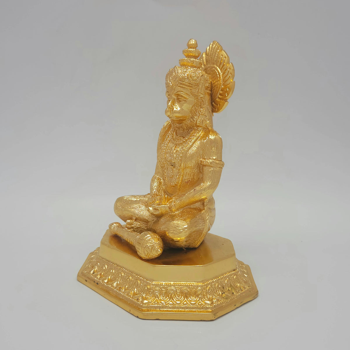 Yoga Hanuman glossy gold finish brass