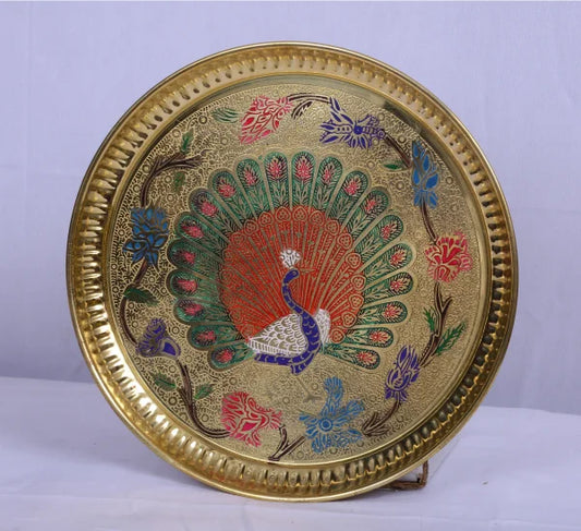 Brass Pooja Tray Peacock 9 260gm