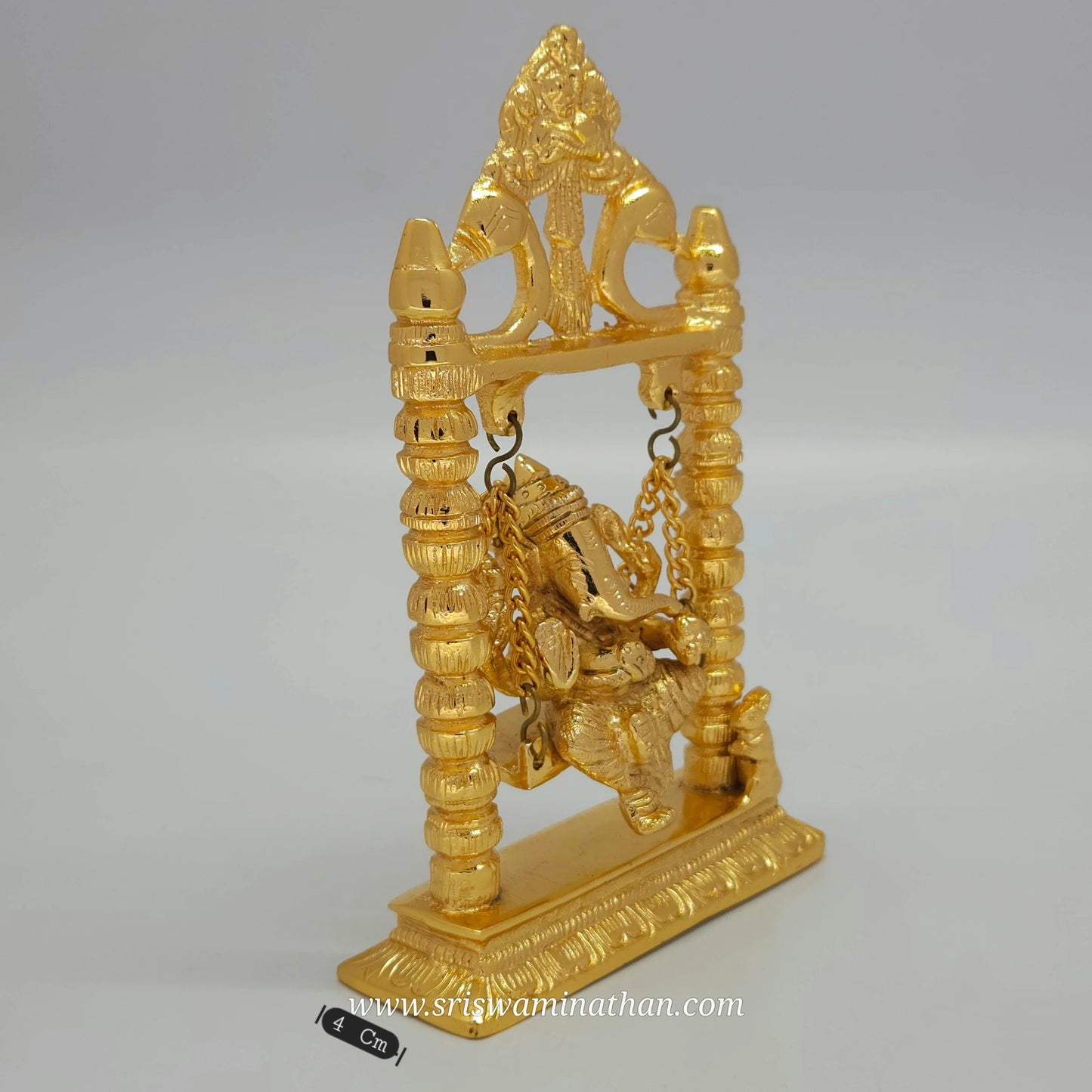 Brass Ganesha Swing Idol – Jhoola / Oonjal Statue for Home & Pooja (7.5 Inch)
