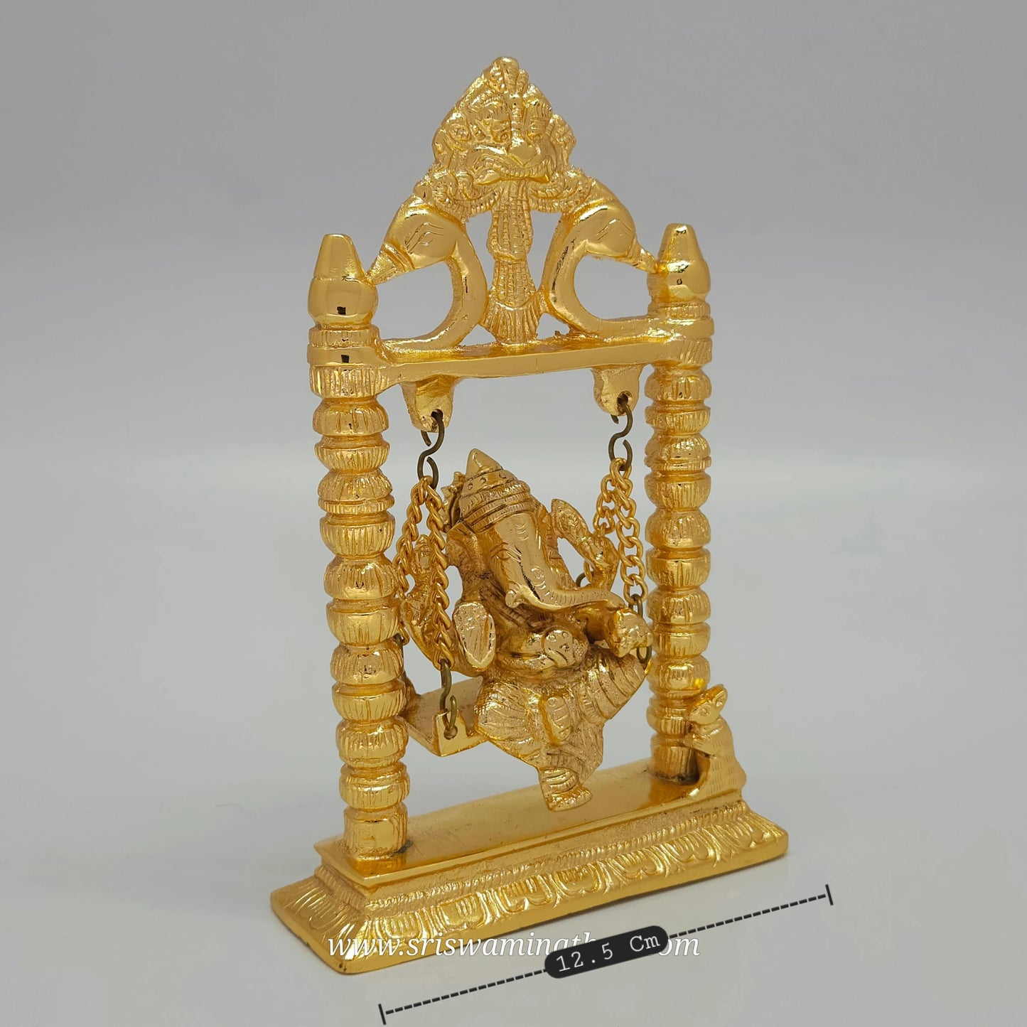 Brass Ganesha Swing Idol – Jhoola / Oonjal Statue for Home & Pooja (7.5 Inch)