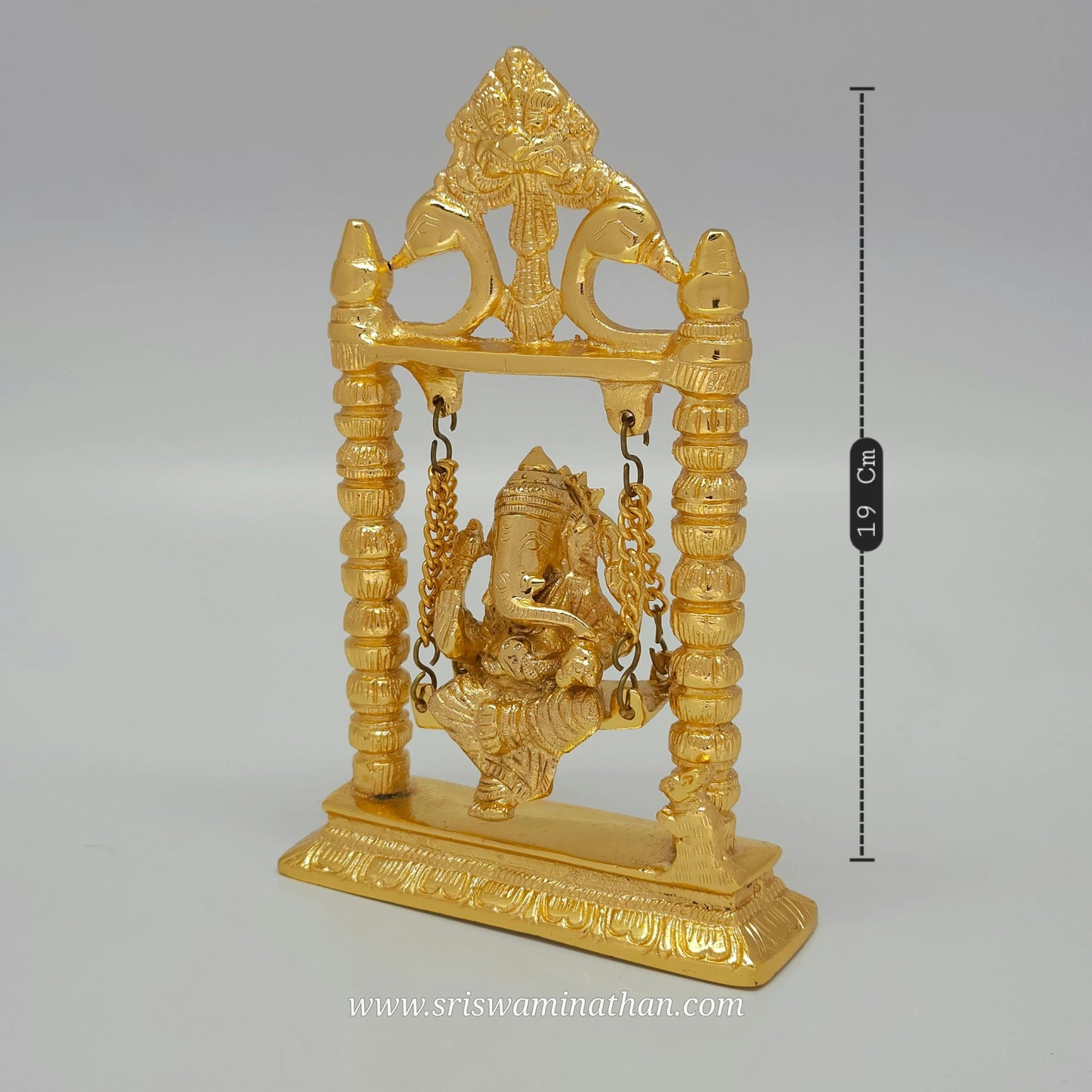 Brass Ganesha Swing Idol – Jhoola / Oonjal Statue for Home & Pooja (7.5 Inch)