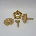 The 7-inch double deck brass peacock lamp taken apart into five pieces to show the easy-wash design.