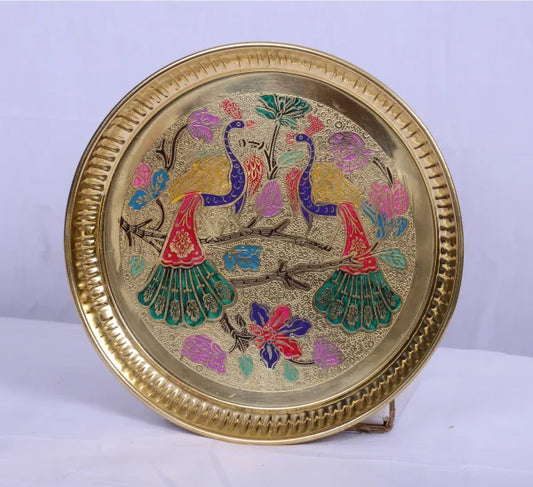 Brass Pooja Tray Peacock 12 510gm