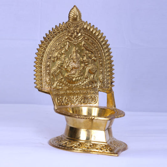 Lingabhairavi Vilakku – Traditional Brass Oil Lamp with Goddess Carving