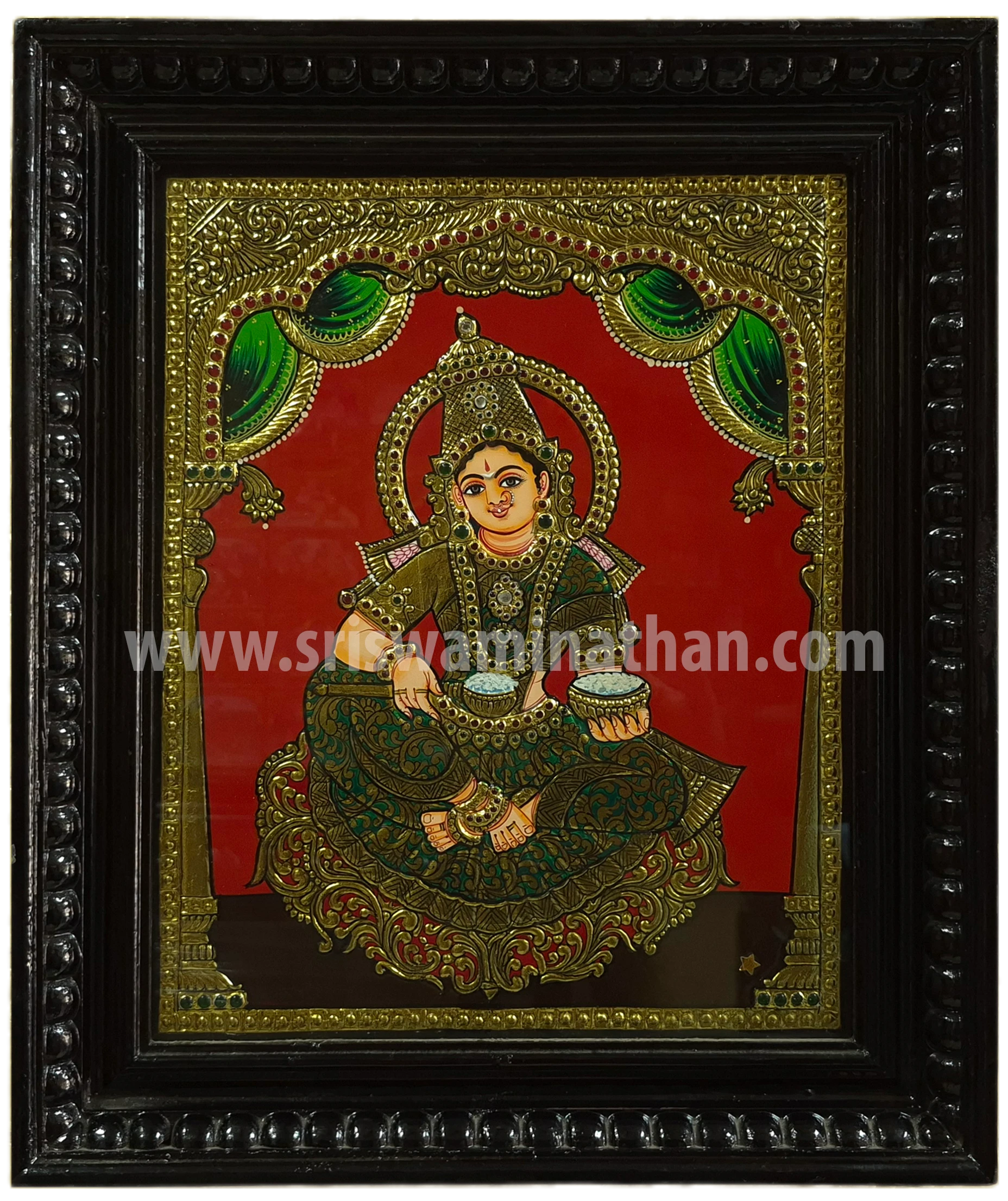 Annapoorani Tanjore Painting | Goddess of Nourishment | Classical Tanjore Art | 15 x 12 Inch | Sri Swaminathan & Co