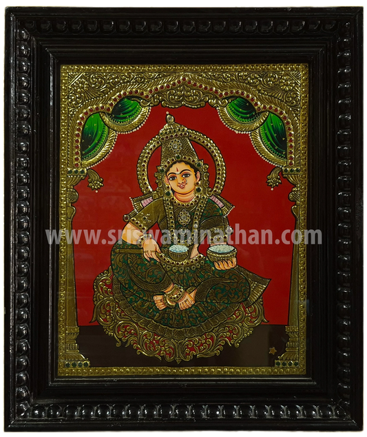 Annapoorani Tanjore Painting | Goddess of Nourishment | Classical Tanjore Art | 15 x 12 Inch | Sri Swaminathan & Co