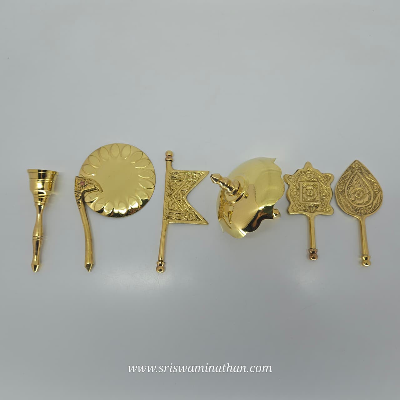 Traditional brass Sooda Ubasara set 4 inches small - Tamil temple ritual offering kit by Sri Swaminathan & Co
