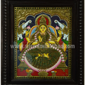 Gajalakshmi Tanjore Painting | Classical Tanjore Art | Green Saree | 15 x 12 Inch | Handmade | Sri Swaminathan & Co